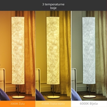Lonrisway LED podna lampa s tkaninskim abažurom, RGB LED, daljinski upravljač, drveni stalk, regulacija visine, sklopivi dizajn, pogodna za dnevni boravak ili spavaću sobu.
