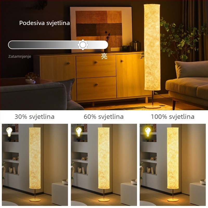 Lonrisway LED podna lampa s tkaninskim abažurom, RGB LED, daljinski upravljač, drveni stalk, regulacija visine, sklopivi dizajn, pogodna za dnevni boravak ili spavaću sobu.