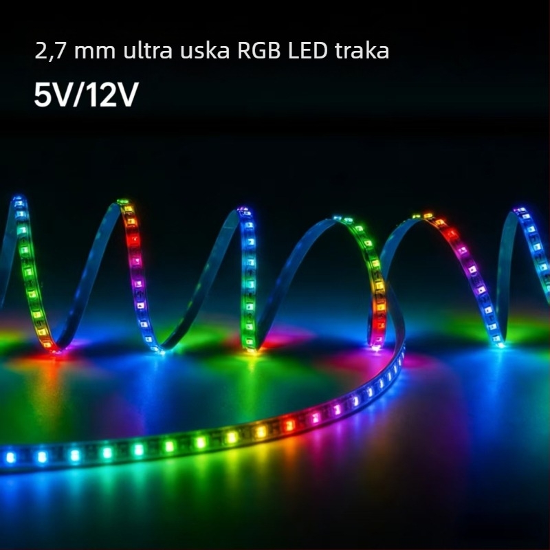 Izuzetno uska RGB LED traka s jednopunktnim upravljanjem, izuzetno jaka atmosferična rasvjeta za gamerske sobe i unutrašnjost automobila