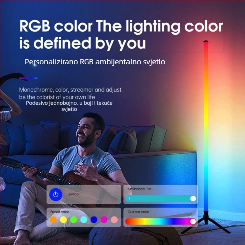 Pametna RGB LED podna svjetiljka za spavaću sobu i dnevni boravak – šarena atmosfera za gaming sobu