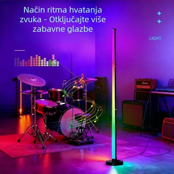 RGB podna lampa s okruglom bazom, zvukom aktivirana, šaren ambijentalni glazbeni osvjetljenje, daljinsko upravljanje i aplikacija, za kut dnevnog boravka i spavaće sobe