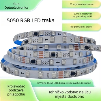 Mai Jazz LED traka mijenja boje s funkcijom nastavka nakon prekida, 60 LED, 12V programabilni RGB za KTV