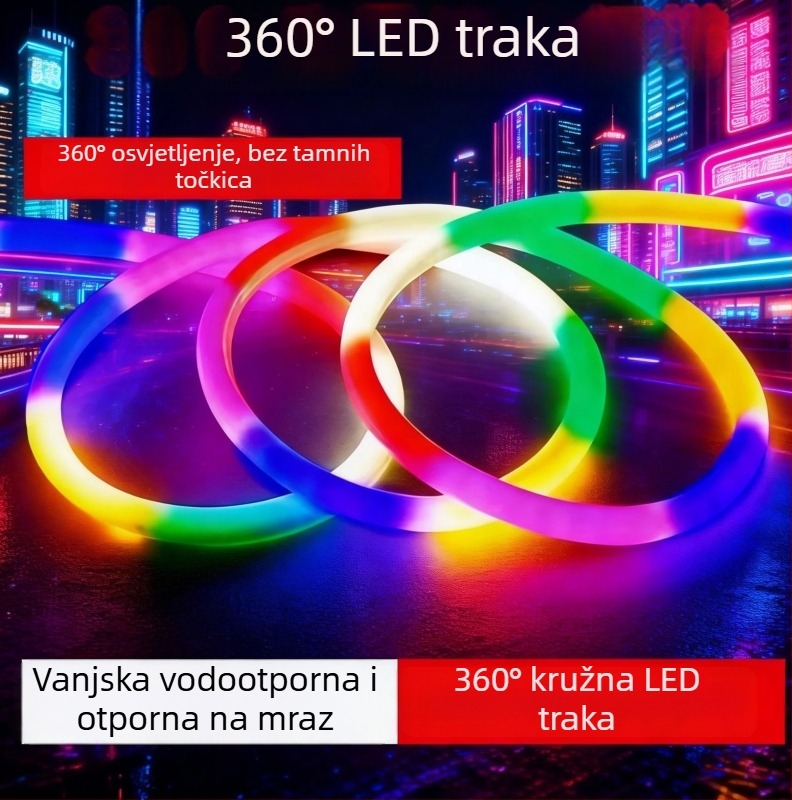 360° fleksibilni LED kružni trak, vanjska vodootpornost, visoka svjetlina za zaslone i osvjetljenje mostova