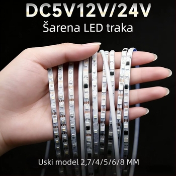 5V RGB LED traka, ultra uska 2,6 mm, 133 LED, ambijentalno osvjetljenje za gaming sobu