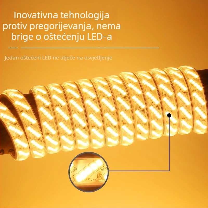 LED trak s 320 LED, 5 redova, vodootporan 220V, vanjska uporaba na stropu ili pozadinskom zidu, 2835 LED, CRI 90, dimabilna, 50 000 sati