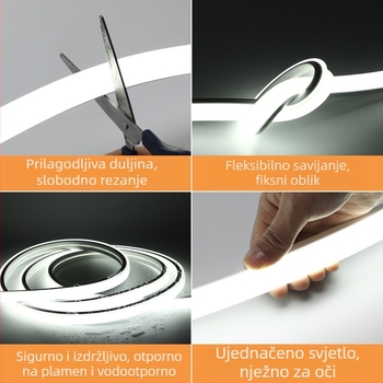 LED silikonska fleksibilna LED traka za ormare, vodootporna, s ugrađenim linearnim kanalom i silikonskim kućištem; 120 LED 5730