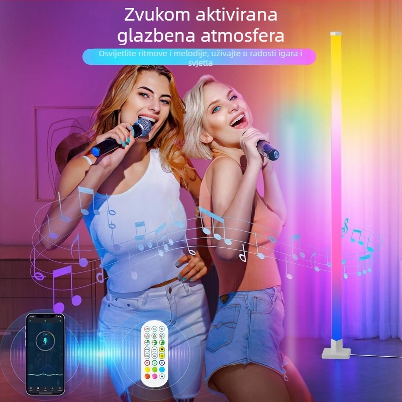 LED podna lampa RGB sa zvukom aktivacije, ambijentalno osvjetljenje za dnevni boravak i spavaću sobu, glazbeni ritam
