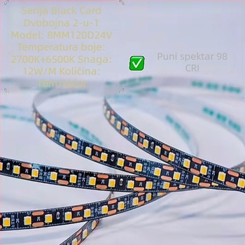 LED traka s punim spektrom i dvobojnim bojama, 24V, za industrijsku i kućnu upotrebu, ambijentalno osvjetljenje dnevnog boravka i ormara, dimmabilno uz pametnu kontrolu