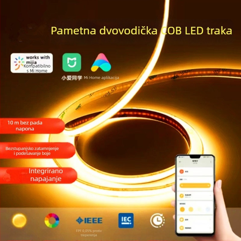 Viseća linearna svjetiljka za dnevni boravak s dvostrukom temperaturom boje, glasovnim upravljanjem i neprekidnim podešavanjem jačine, spojena na pametnu aplikaciju, COB LED traka.