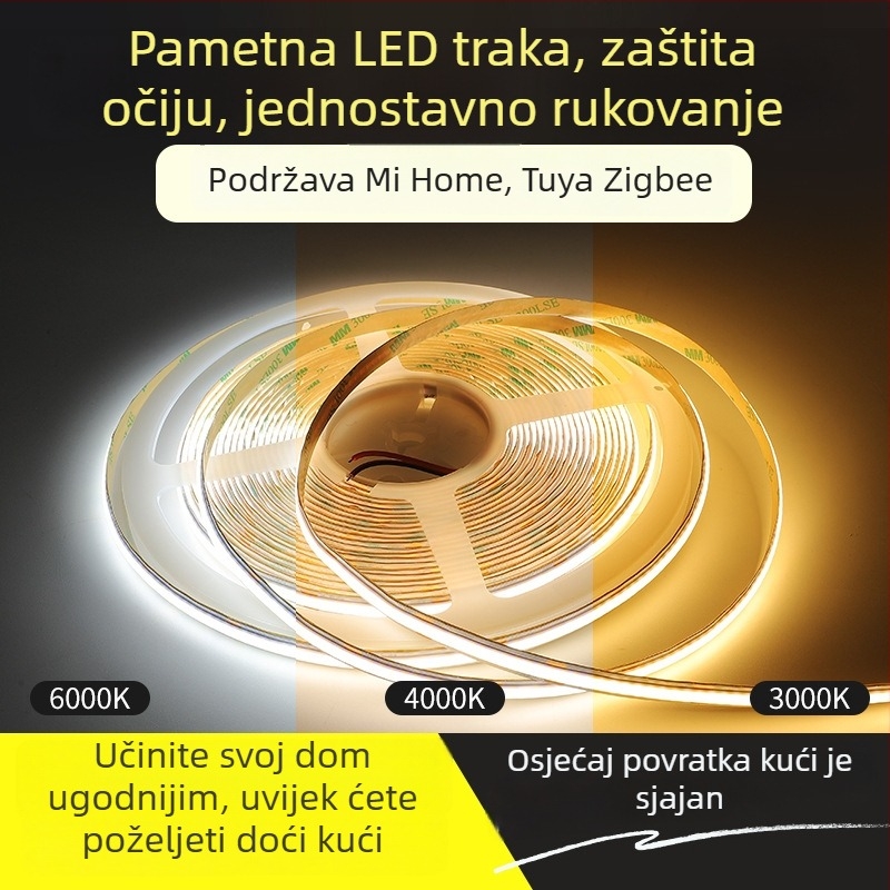 Viseća linearna svjetiljka za dnevni boravak s dvostrukom temperaturom boje, glasovnim upravljanjem i neprekidnim podešavanjem jačine, spojena na pametnu aplikaciju, COB LED traka.