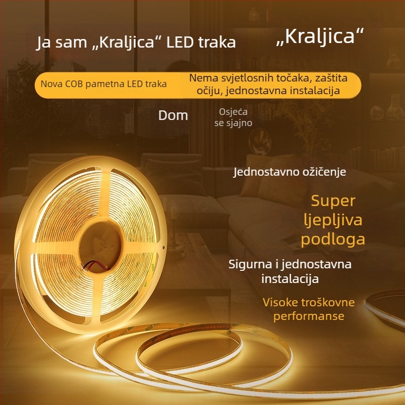 Viseća linearna svjetiljka za dnevni boravak s dvostrukom temperaturom boje, glasovnim upravljanjem i neprekidnim podešavanjem jačine, spojena na pametnu aplikaciju, COB LED traka.