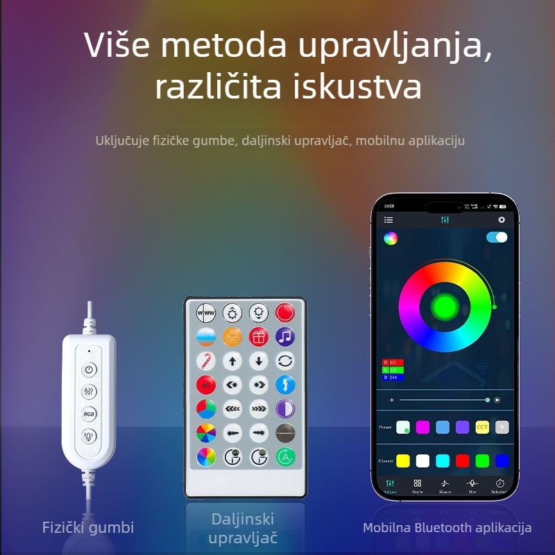 RGB LED podna lampa sa zvukom-aktivacijom za dnevni boravak i spavaću sobu, ambijentalno osvjetljenje, kutna lampa