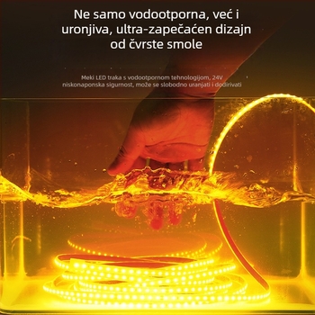 LED traka 24V/12V, visoka svjetlost, samoljepljiva, IP68 vodootporna, čvrsti silikon, za bazen