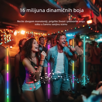 LED podna lampa s ambijentalnim osvjetljenjem, praznična dekoracija uz glazbeni ritam, daljinski upravljač, za dnevni boravak i spavaću sobu.