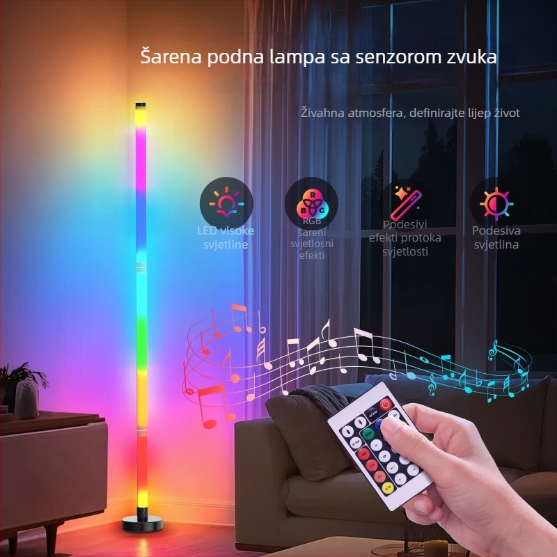 LED podna lampa s ambijentalnim osvjetljenjem, praznična dekoracija uz glazbeni ritam, daljinski upravljač, za dnevni boravak i spavaću sobu.