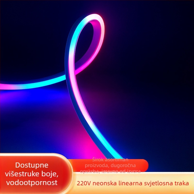 LED traka bez upravljača, vanjska vodootporna, ultra jaka, 220V, RGB neonska traka za ploče i atmosfersko osvjetljenje