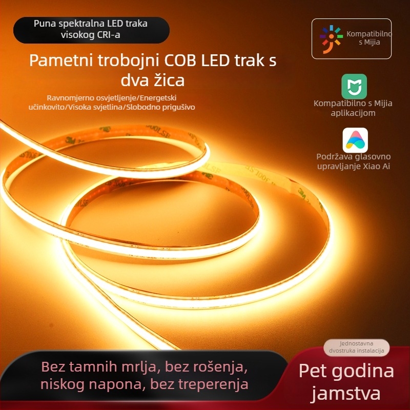 Trobojna COB LED traka s pametnim dimiranjem, stropno linearno svjetlo za dnevni boravak