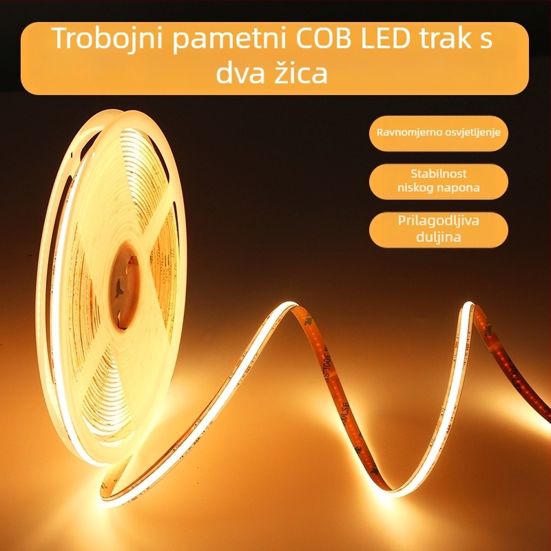 Trobojna COB LED traka s pametnim dimiranjem, stropno linearno svjetlo za dnevni boravak