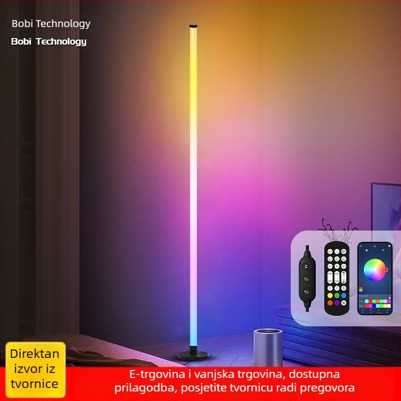 Nordijska podna lampa za atmosferu s RGB promjenom boja, pogodna za dnevni boravak, spavaću sobu i gaming/stream sobu