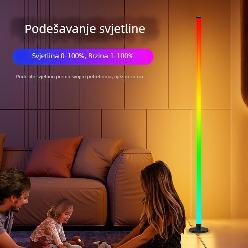 Nordijska podna lampa za atmosferu s RGB promjenom boja, pogodna za dnevni boravak, spavaću sobu i gaming/stream sobu