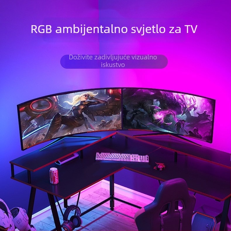 LED traka 5050 RGB, dizajn crne ploče, 30 LED/m, nježno svjetlo, USB napajanje 5V, pozadinsko osvjetljenje za TV i računar, šareni dekorativni efekt svjetla