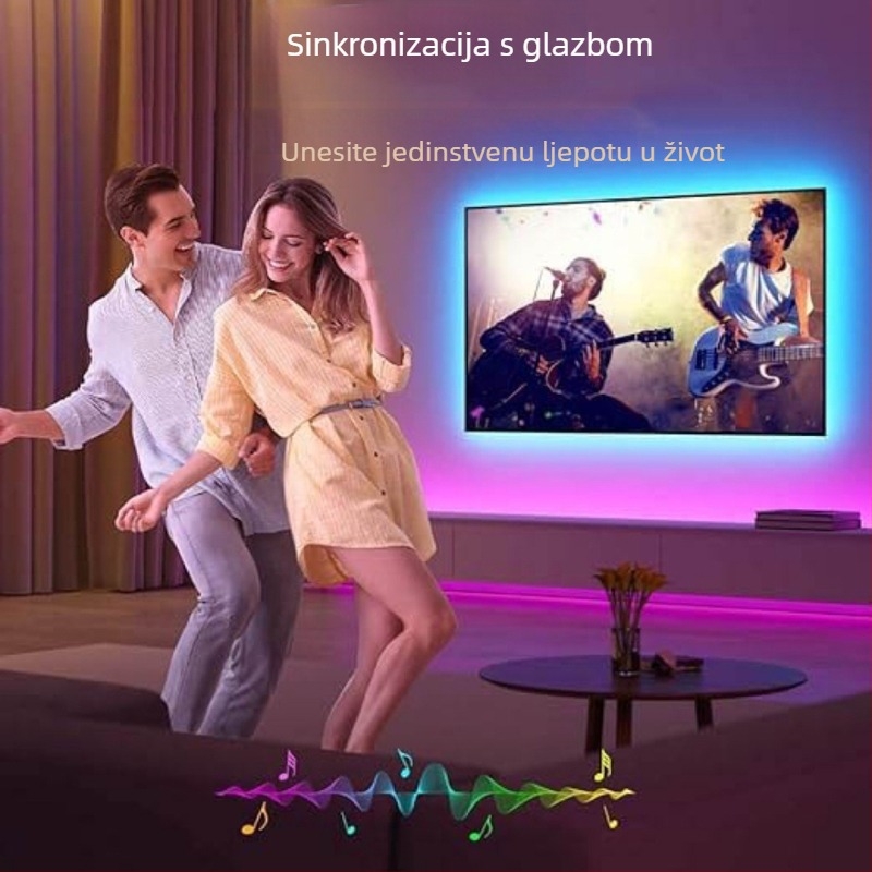 LED traka 5050 RGB, dizajn crne ploče, 30 LED/m, nježno svjetlo, USB napajanje 5V, pozadinsko osvjetljenje za TV i računar, šareni dekorativni efekt svjetla