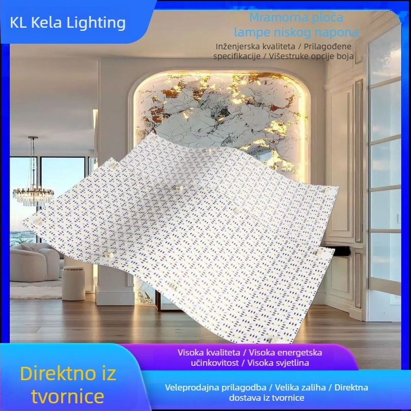 LED mramorni panel za pozadinsko osvjetljenje zida, fleksibilna LED traka 24V, 240 × 480 mm, CRI 90, 120° snop, daljinsko upravljanje