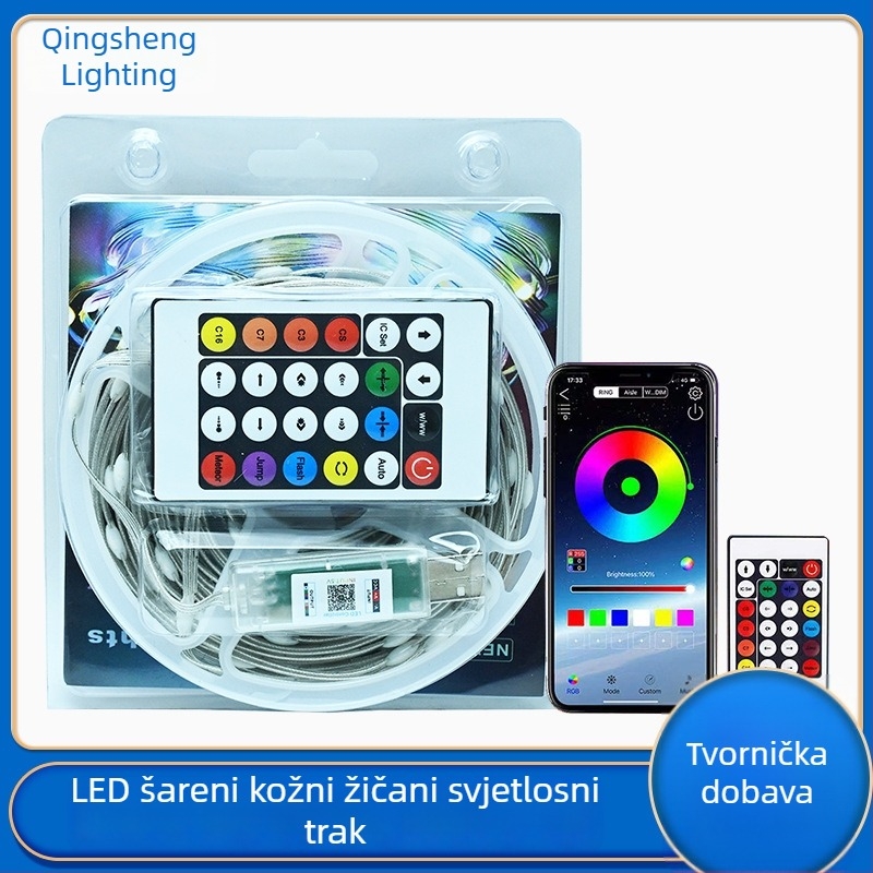 LED niz s kožnim užetom, pametno upravljanje Bluetooth aplikacijom, vodootporan, aktiviran zvukom, mijenja boje; pogodan za božićno vanjsko osvjetljenje, kampiranje i dekoraciju bara.