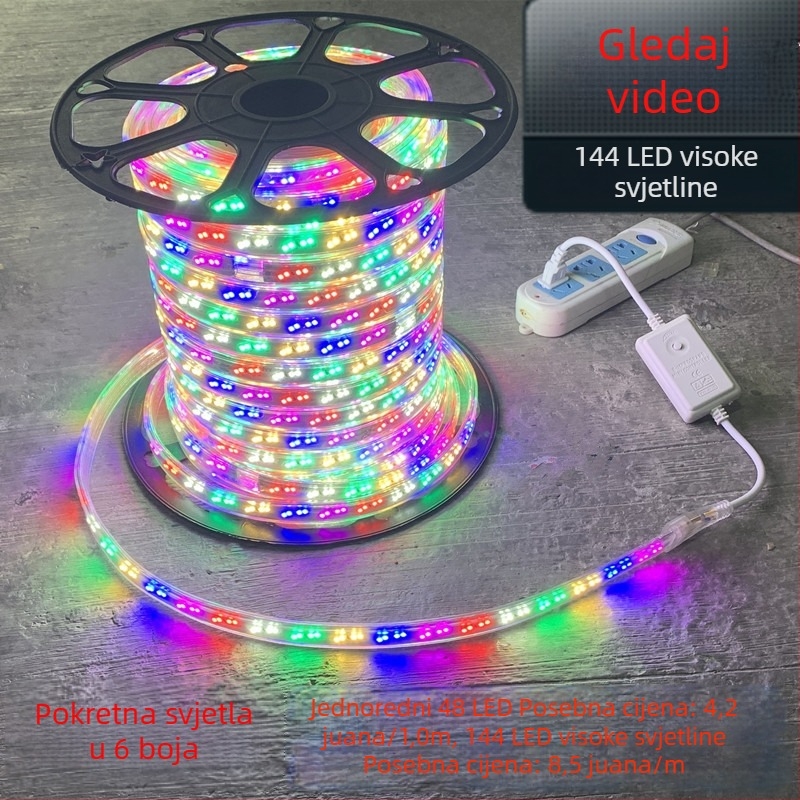 2835 dvostruka LED marquee traka, šest boja, vanjska vodootporna neonska rasvjeta