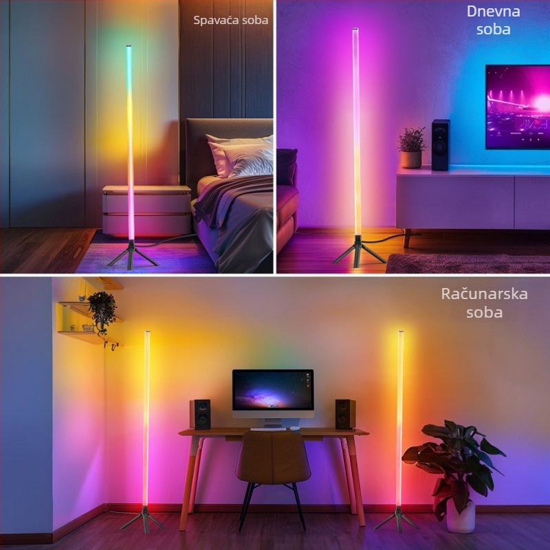 LED 5V RGB ambijentalna podna lampa s glasovnim upravljanjem, USB napajanjem, za gaming i spavaću sobu, kutna svjetiljka