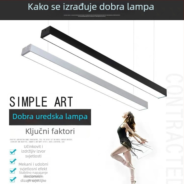 LED duga linearna svjetiljka za kvadratne kanale, ultra jaka rasvjeta za ured i fitness centar, bezšivna traka svjetla