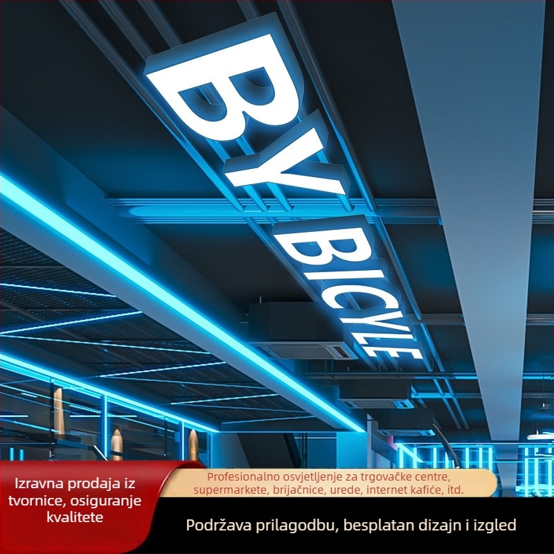 LED stropno svjetlo u obliku slova — industrijskog stila, digitalno kreativno osvjetljenje za fitness centar, dvoranu za ples, trgovački centar i supermarket