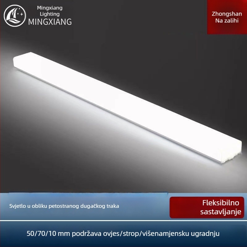 LED uredska linearna rasvjeta s pet stranica, kvadratni profil stropnog svjetla, bezšivno spajanje