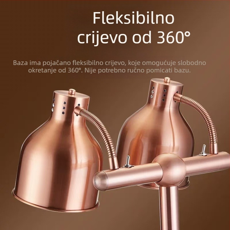 Lampa od mramora za zagrijavanje hrane za hotele i restorane, grijanje roštilja i toplih jela, komercijalna LED lampa, 500W, 220V, aluminijski okvir, 20 LED, 360°, CRI 85, bijeli/crni mramor
