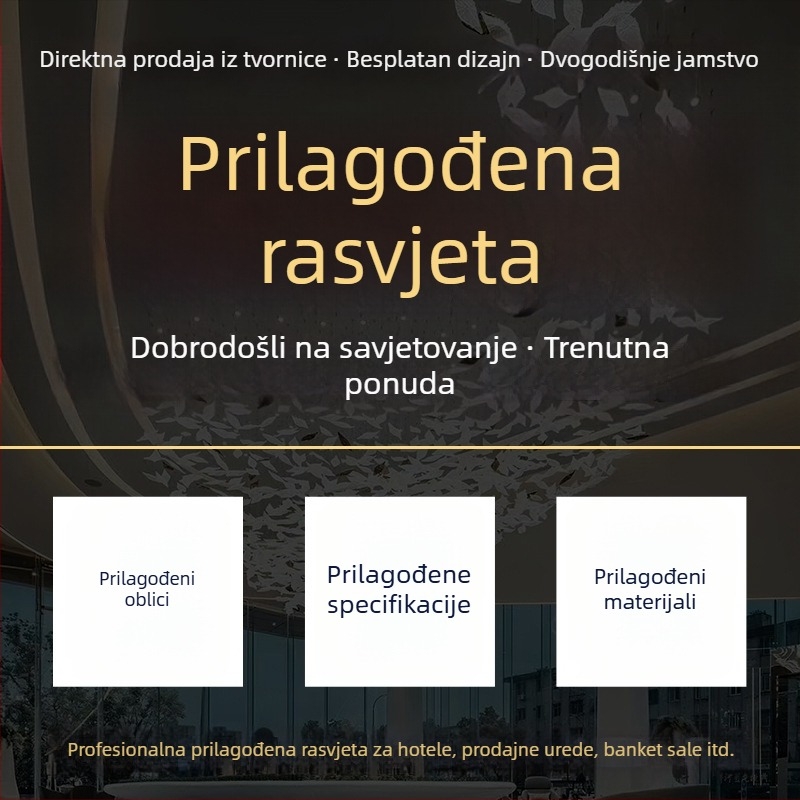 Prilagođeni željezni lusteri za velike trgovačke centre, hotelska predvorja i banketne dvorane; nestandardno projektno osvjetljenje