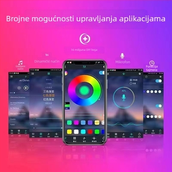 LED traka RGB 5V s ugrađenim IC-om, 5050 RGB, duljina 5 m, 30 LED, upravljanje aplikacijom, ambijentalno osvjetljenje gaming sobe