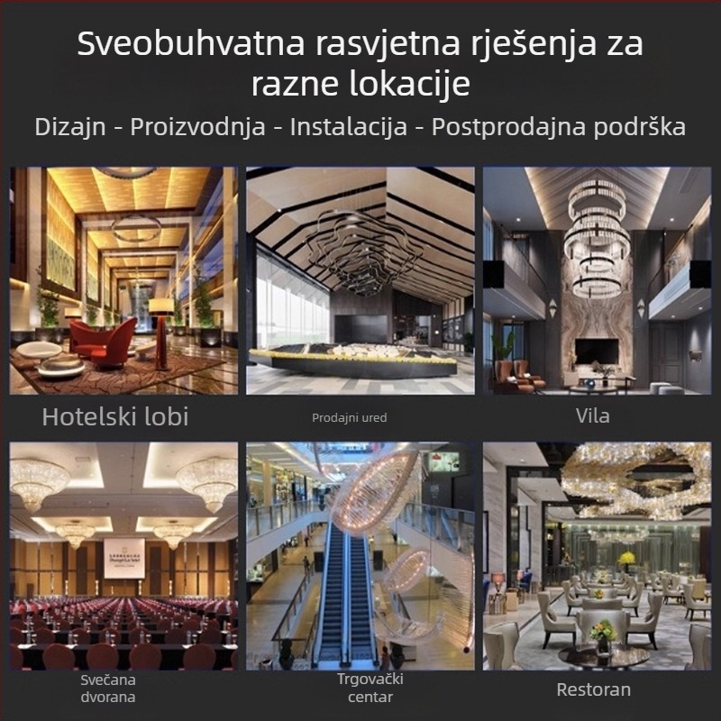 Prilagođeni lusteri za velike hotele i banketne dvorane