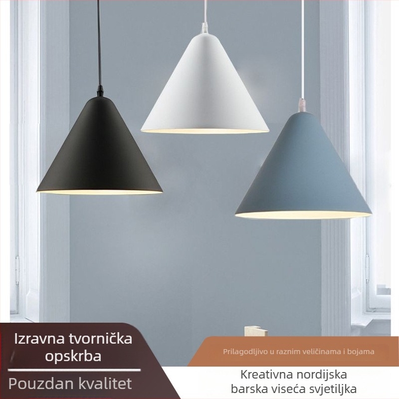 Nordijski željezni viseći luster, LED svjetlo s jednom glavom, prilagodljiva visina, model 1671, pogodan za 10–15 m²