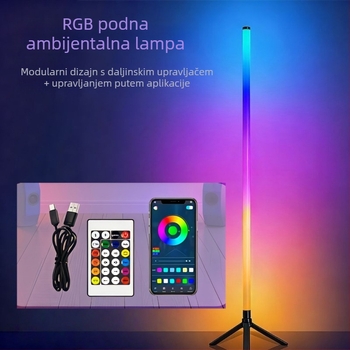 Šarena 5V podna ambijentalna svjetiljka s 360° promjenom boje, kontrola putem aplikacije, zvukom aktivirana i sinkronizirana s glazbom.
