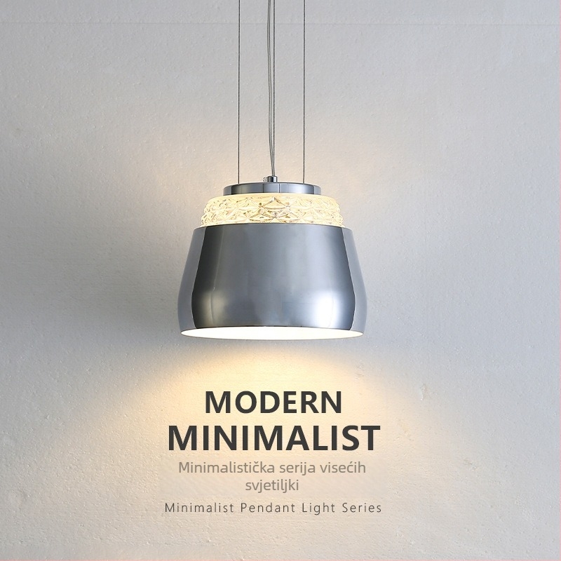 Moderna minimalistička viseća rasvjeta za blagovaonu ili bar, stakleni abažur, jedna glava, željeznički okvir, visina se može prilagoditi do 1 m, 220 V, 3000K topla bijela, boje: zlato, bijela, crna, krom, Ø210×190 mm