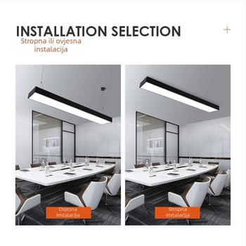 LED linearno svjetlo za urede i trgovačke prostore, stropni profil kvadratnog presjeka, IP42, 6000K, 39 LED, 48W, veličine 120×7–120×30 cm
