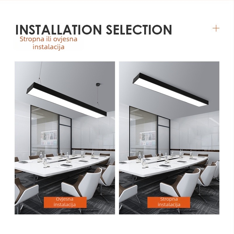 LED linearno svjetlo za urede i trgovačke prostore, stropni profil kvadratnog presjeka, IP42, 6000K, 39 LED, 48W, veličine 120×7–120×30 cm