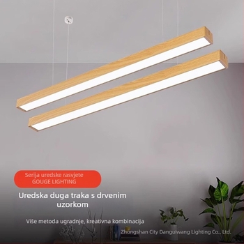 LED viseća svjetiljka s drvenom teksturom, dugačak traka, za uredske i trgovinske prostore