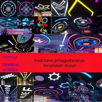 Hexagonalna viseća svjetiljka u obliku prstena – arcade stilu osvjetljenje za Internet kafiće, dvorane za igre i teretane, prilagodljivo osvjetljenje