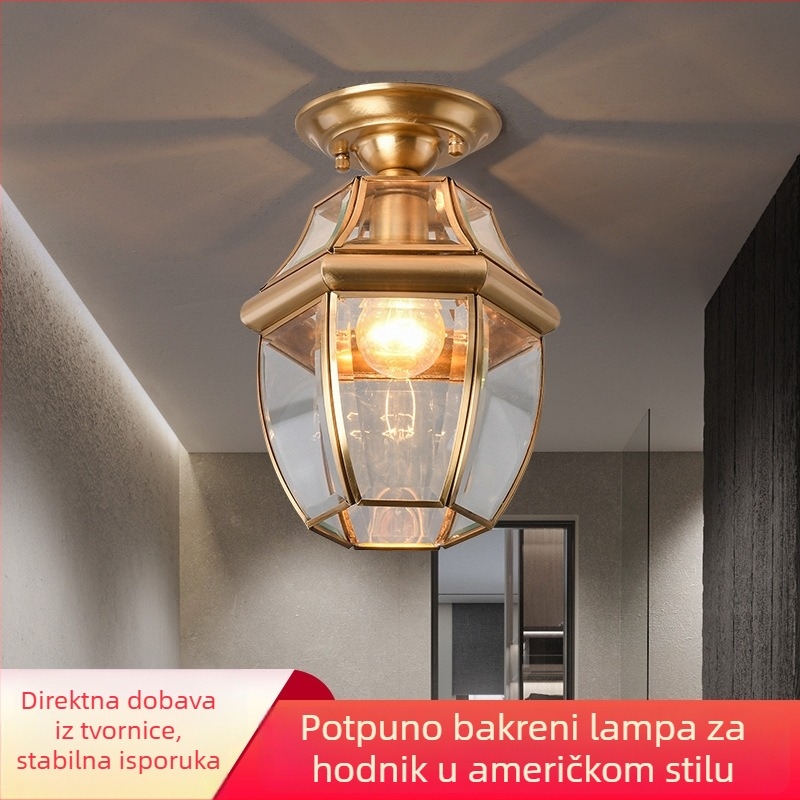 Bakreno stropno svjetlo, američkog stila, s kružnim sjenilom, moderni minimalistički dizajn, za balkon, hodnik i ulaz