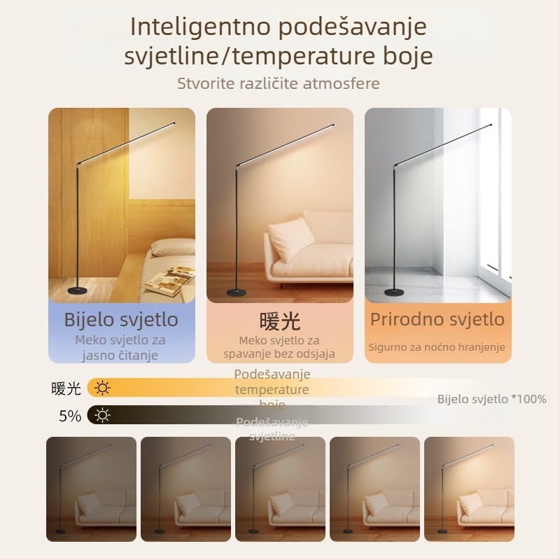 LED podna lampa za dnevni boravak i spavaću sobu, regulirano osvjetljenje za čitanje, moderni minimalistički dizajn