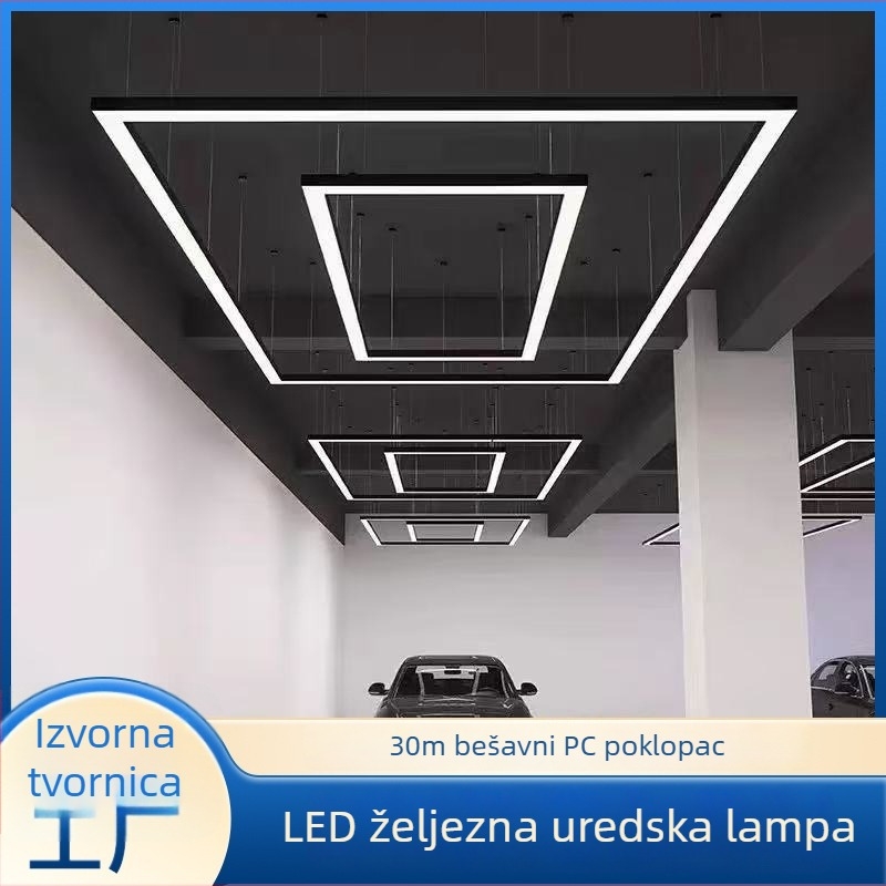 Izuzetno duga LED traka s aluminijskim kvadratnim profilom, bezšivno spajanje, viseće svjetlo za ured, fitness centar i salon ljepote
