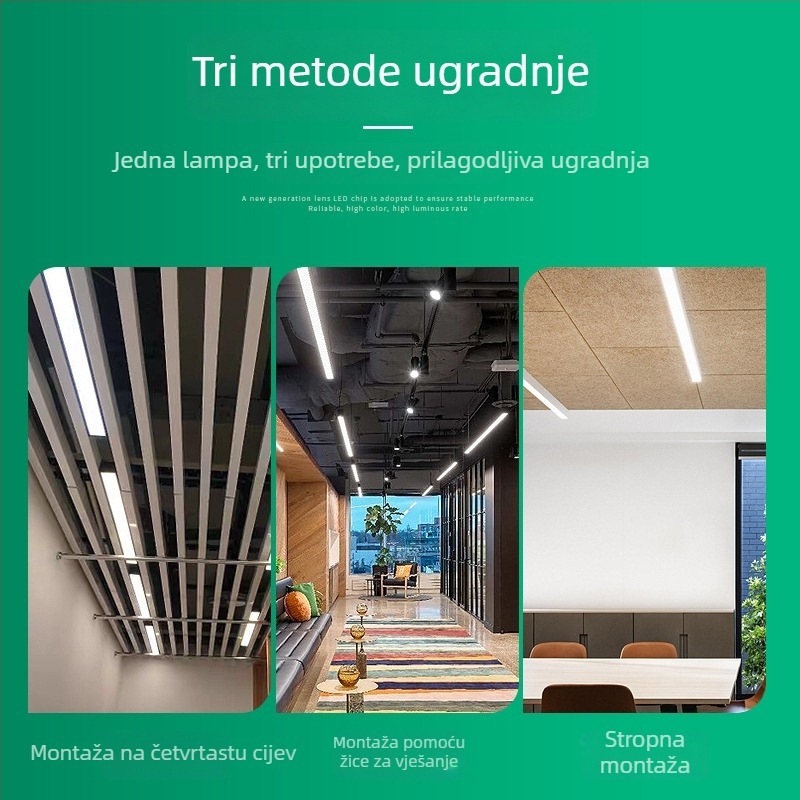 LED kvadratno linearno svjetlo s visećim kabelom i rešetkastim dizajnom za ured, plesnu dvoranu i maloprodaju