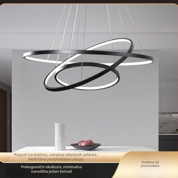 Moderna minimalistička LED lustera s tri prstena od aluminija, nordijskog stila