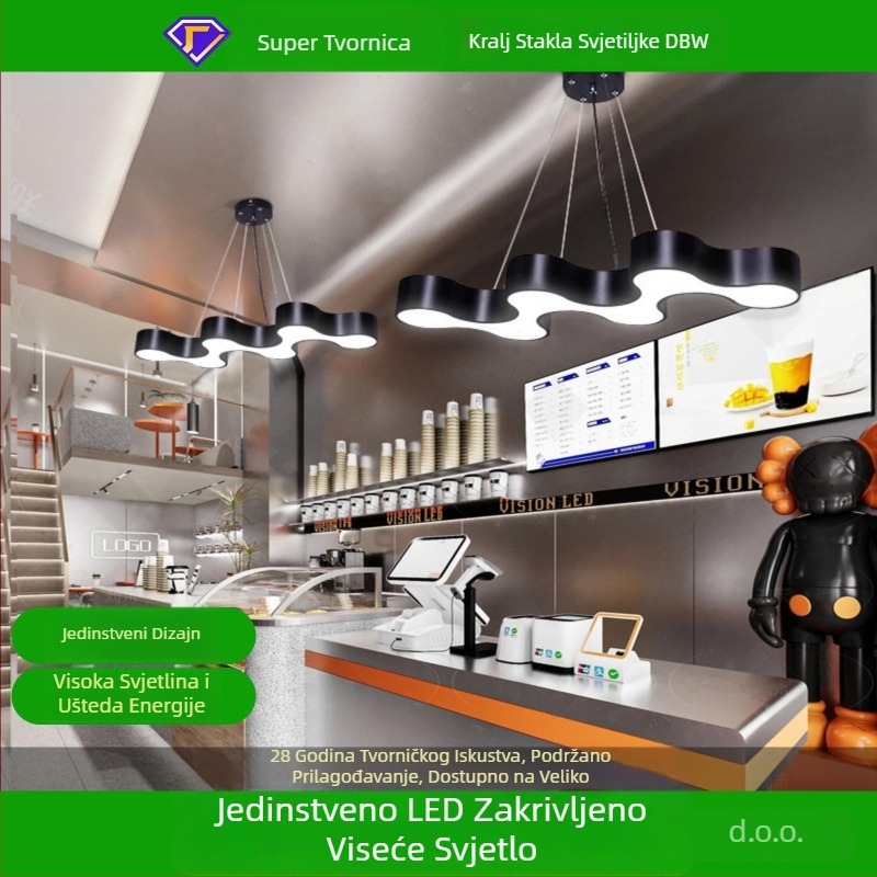 LED kreativni zakrivljeni luster s ćelijskim oblikom za ured, internet kafić, teretanu, hodnik i prodajno mjesto — industrijski stil